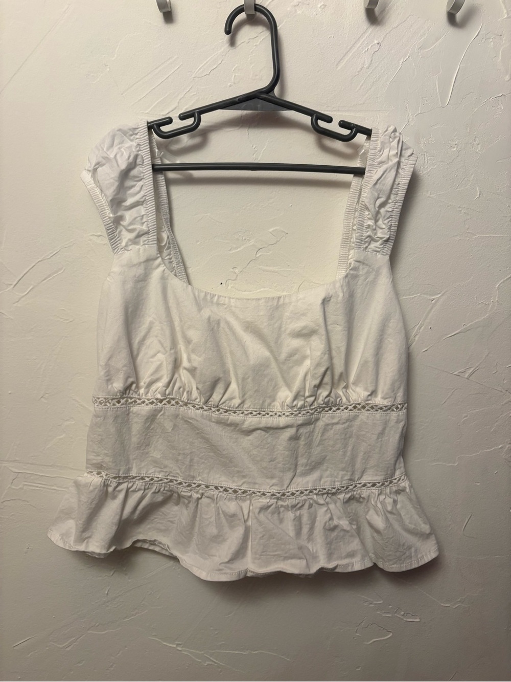 wild fable White Ruffle-Hem Square Neck Crop Top